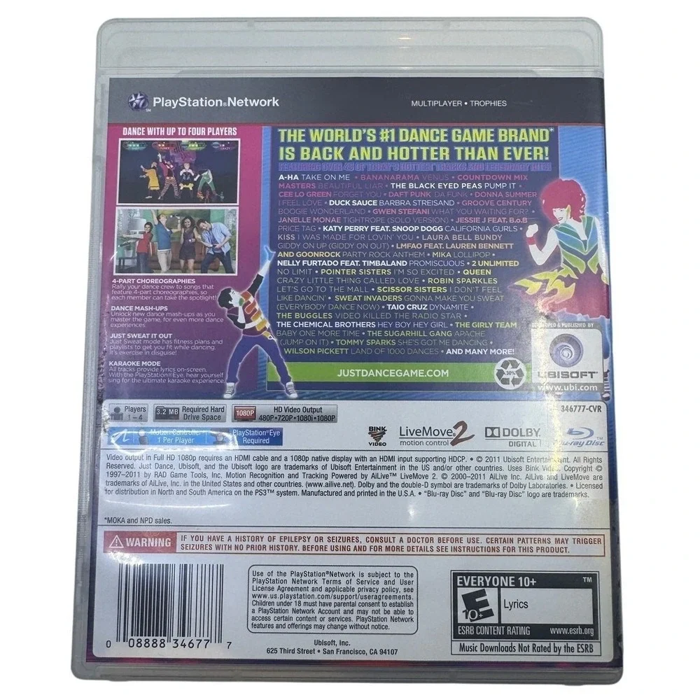Ubisoft Just Dance 3 Sony PlayStation 3 PS3 Video Game with Manual Move Required